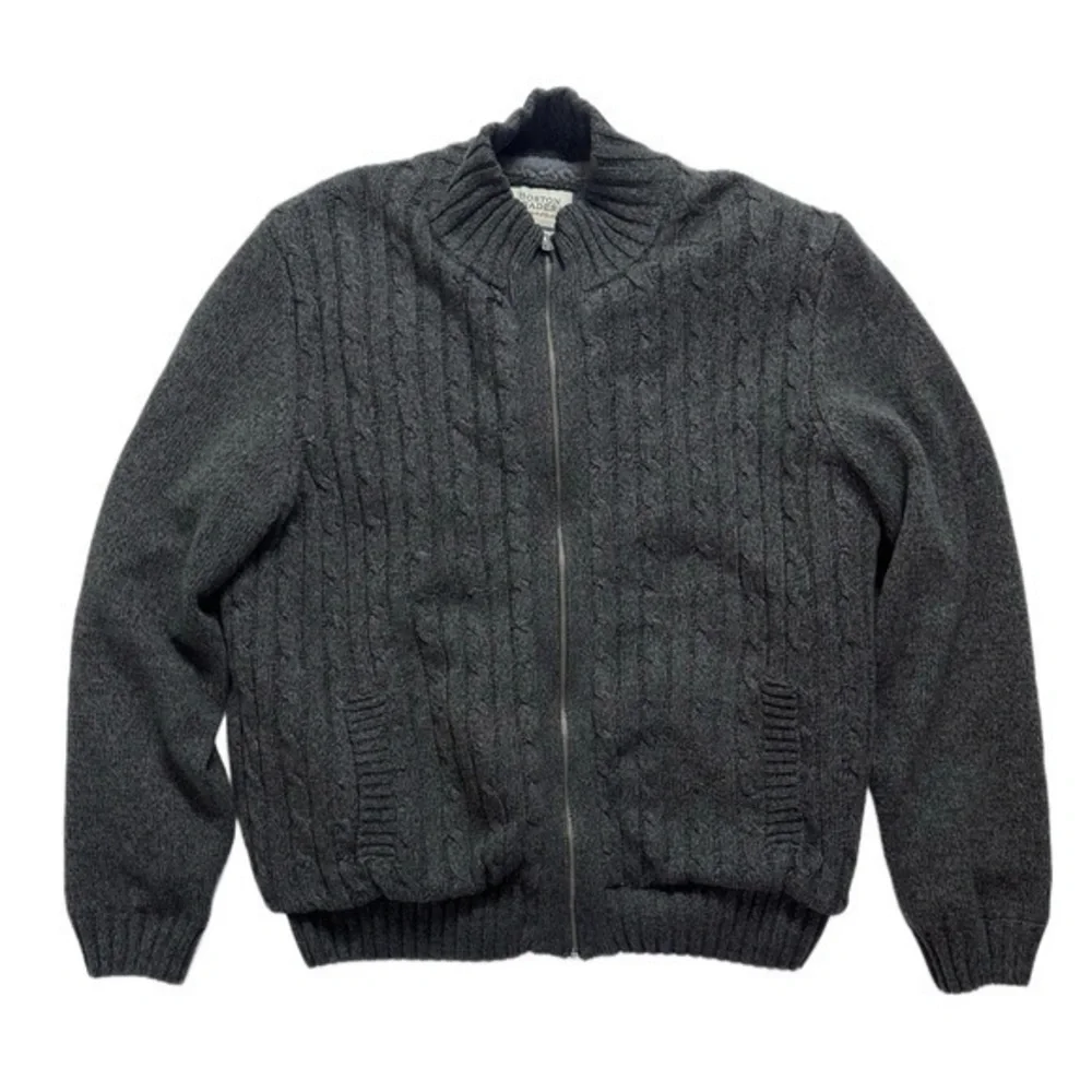 Boston Traders Men's Cable Knit Sweater with Sherpa Lining Full‎ Zip Sz XL